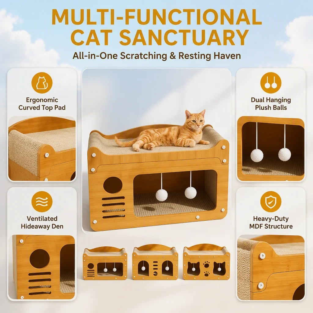 56cm Cat Scratching Board Bed All Season Crumb Free Cardboard Nest Collection Display Decorative Showpiece Memorabilia Gift