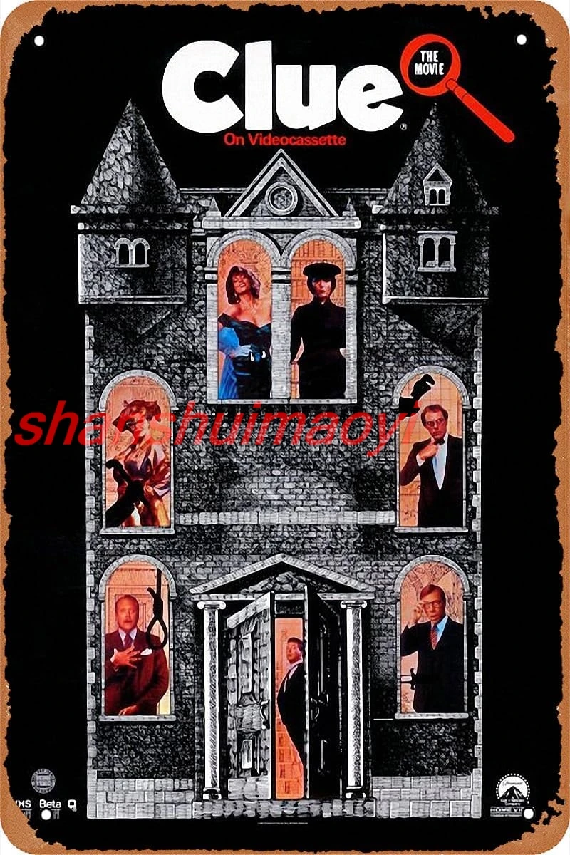Clue (1985) affiche de film rétro signe en métal Vintage signe en étain pour café Bar Garage maison mur Art décor cadeau 12X8 pouces 1pc signe sha