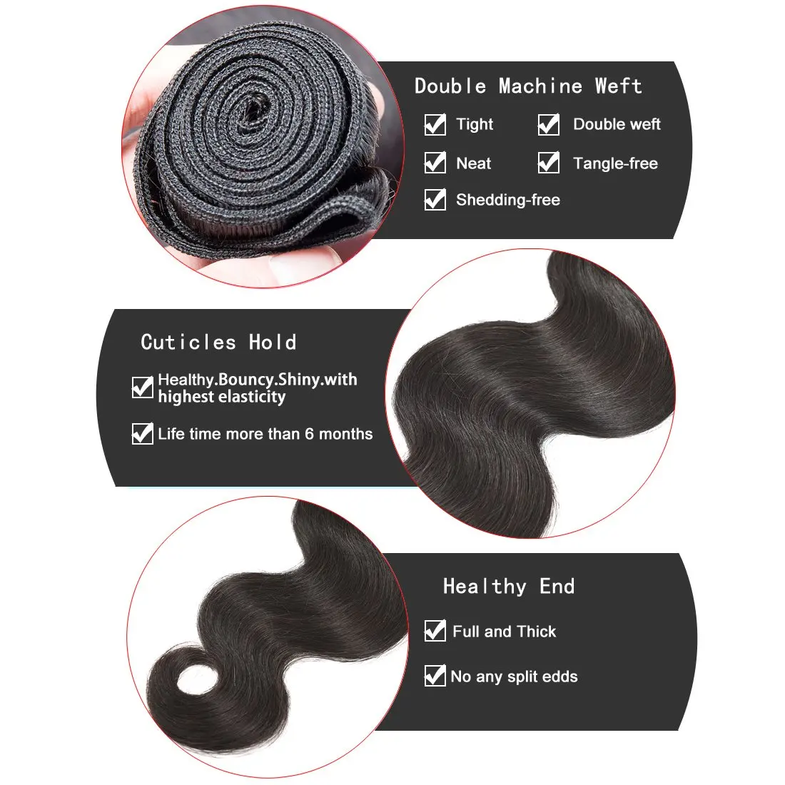 X-TRESS-Extensões de cabelo tecer cor preta, onda sintética do corpo, pacotes com fechamento, comprimento misto, 6 pacotes de tecelagem, 18 em, 20 em, 22 em