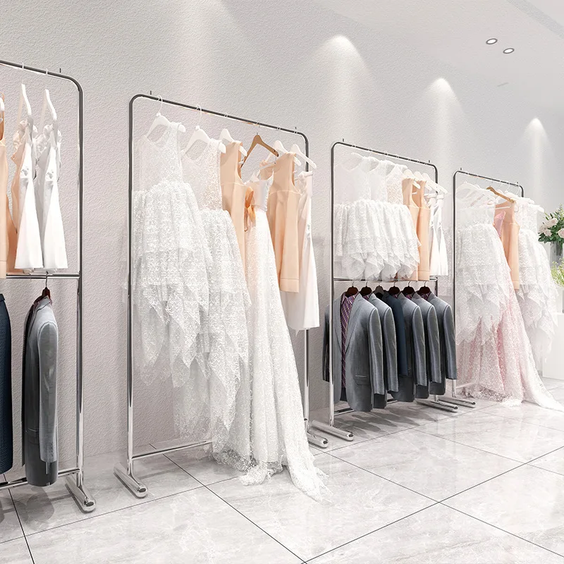 

Custom. Wedding Shop Display Stand Stainless Steel Floor Cheongsam Formal Dress Pavilion Women's Suits High-Rise Clothes Rack St
