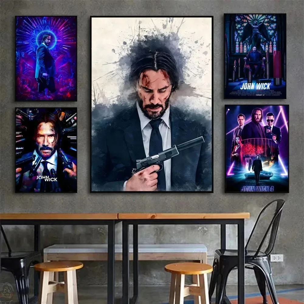 Película John Wick Chapter 4 Series, póster de Keanu Reeves, pintura en lienzo, arte de pared, imágenes, decoración de cine en casa, novedad de 2023