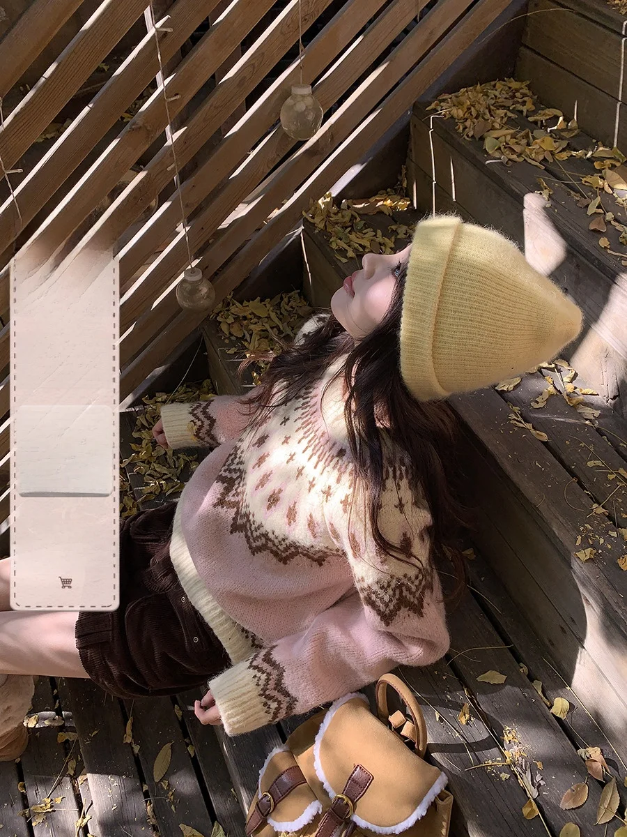 

Sinbounboun Thiened Nordic Lazy женский вязаный свитер осень-зима новый свитер Sle Fair Isle круглый Ne Long Sve