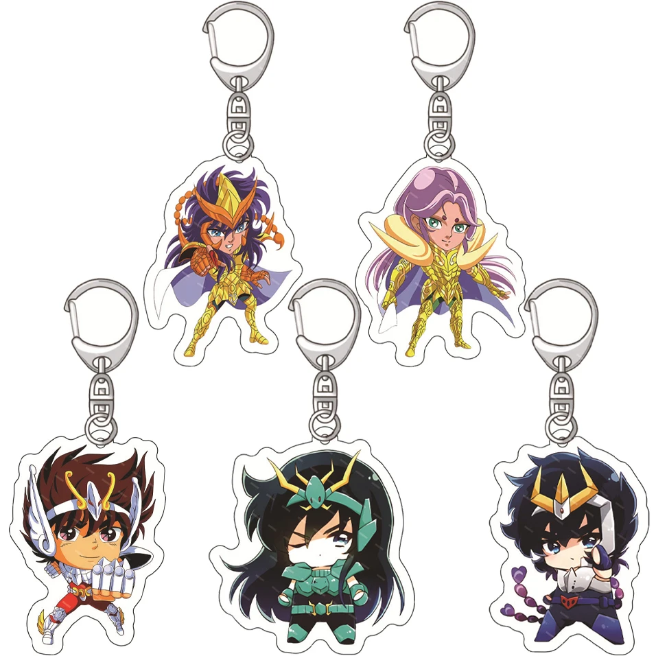 55MM Anime ‌ Saint Seiya ‌   Figur Seiya Shiryu Hyoga Shun Ikki Koga Yuna Aldebaran Acryl-Schlüsselanhänger Kawaii ‌   Weihnachtsgeschenke