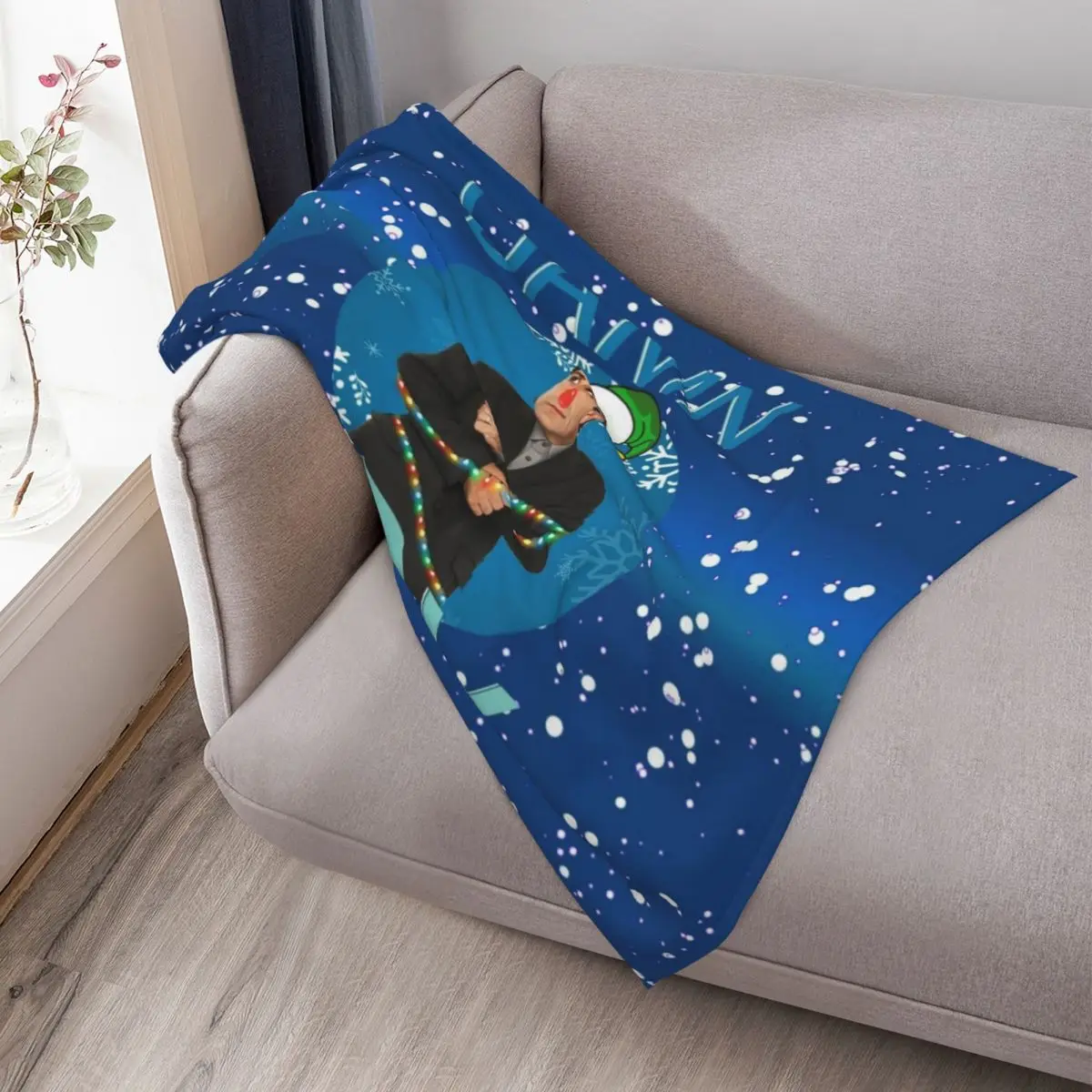 بطانية رمي عيد الميلاد من أدريان مونك، سرير مزخرف كبير جدًا، بطانيات كبيرة عصرية