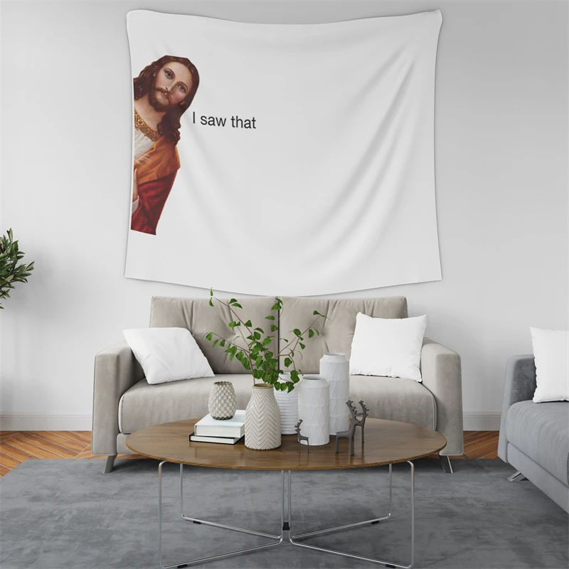 Gaslight Gatekeep Girlboss  Jesus I Saw That Tapestry Hanging Decor Home Decoration for Wall Mural Living Bedroom Room Party