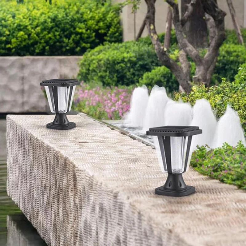 Solar LED Pillar Lamp Waterproof Outdoor Column Deck Light for Garden Courtyard Fence Landscape Sunlight Decoration