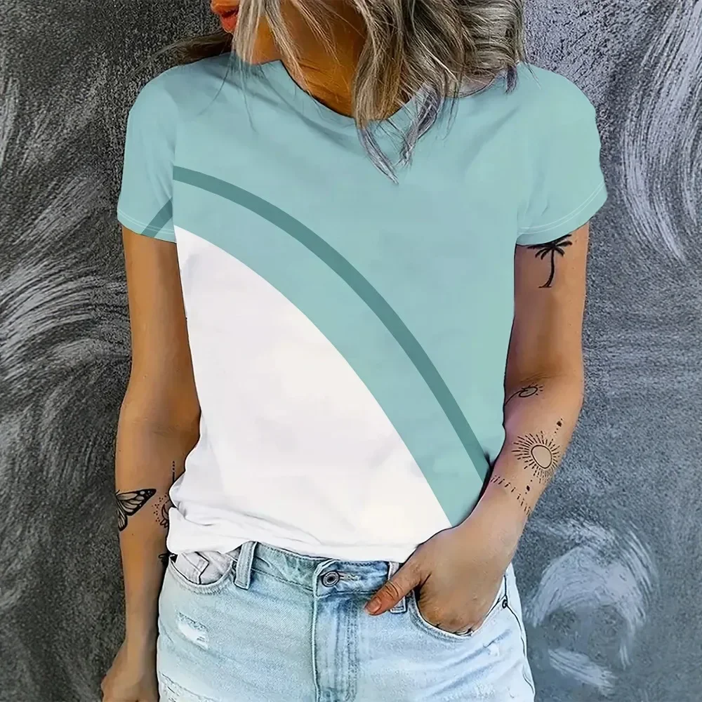 Women Style Blue Purple Floral Print Short Sleeve T-Shirt Casual Daily Office Work Relaxed Fit Minimalist Chic Ladies Tee Top