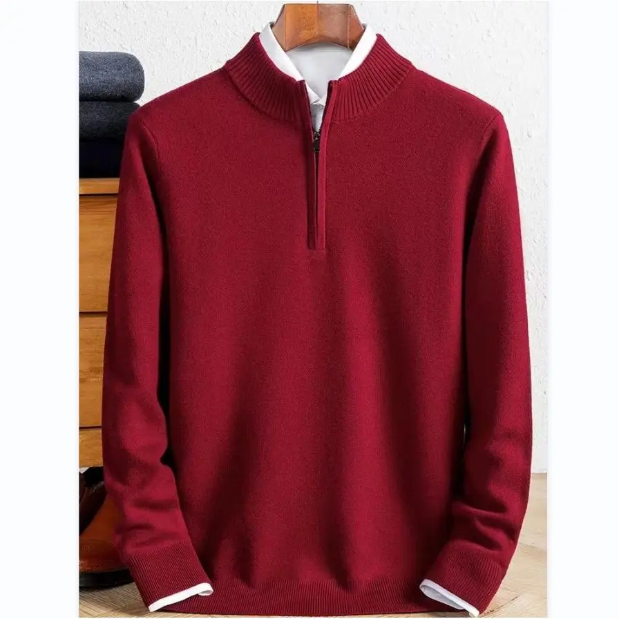 

Spring Autumn Men's Knitted Sweater f Zipper Hoodie Casual Busin Inner Wear Long Sve Regular Thin Coolmax Fiber