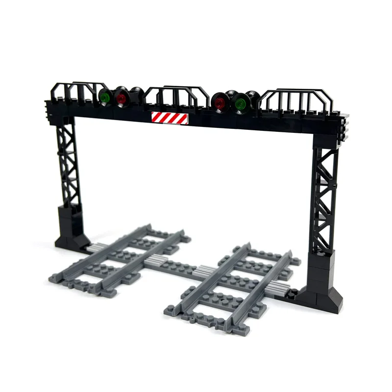 MOC Train Gantry Traffic Signal Assembly Building Blocks Compatible DIY Educational Toys Train Station Scene Model Brick Gifts