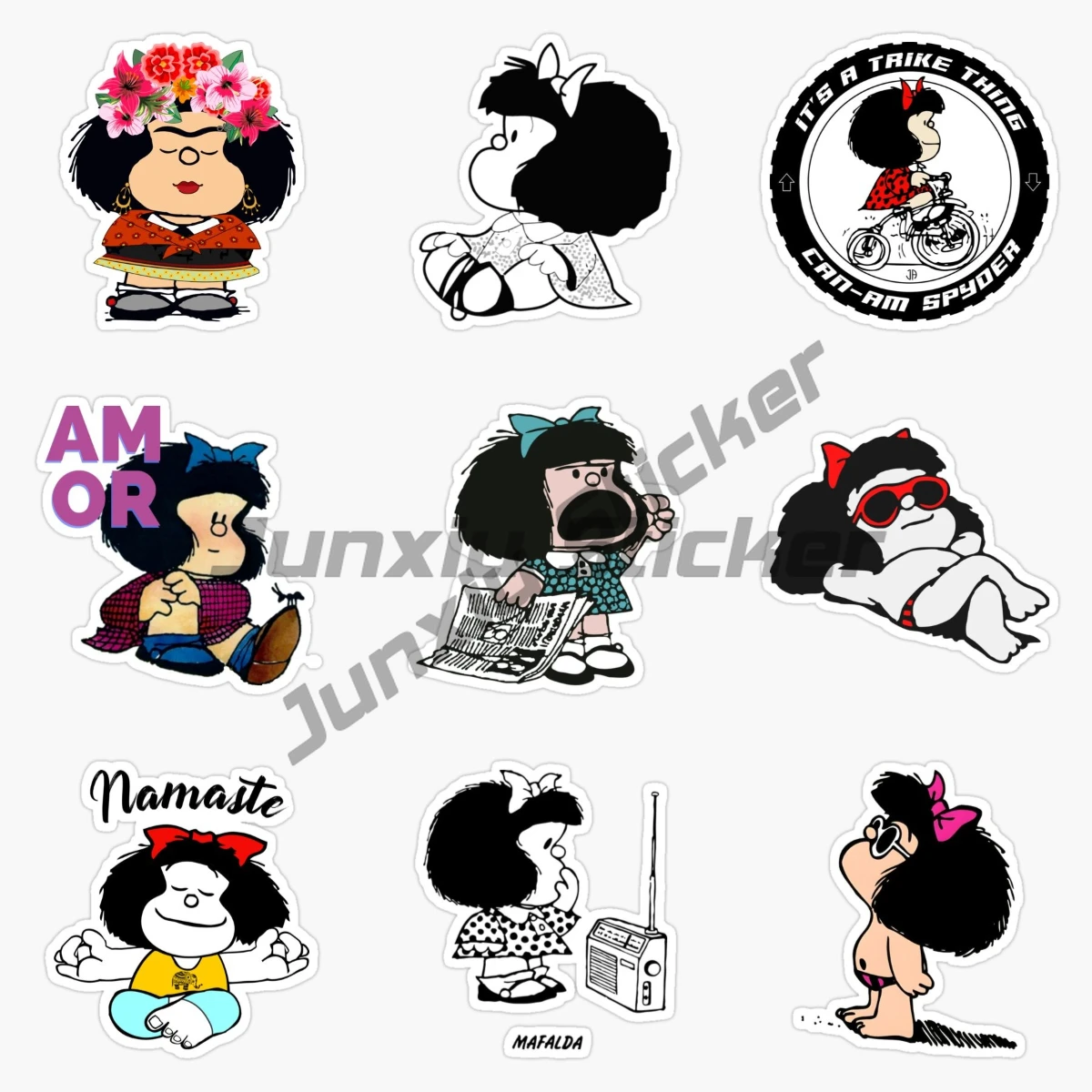 

Mafalda Quino Anime Cartoon Sticker Laptop Motorcycle Truck Car Camper Bicycle Waterproof PVC Decal Assecories Customized Size