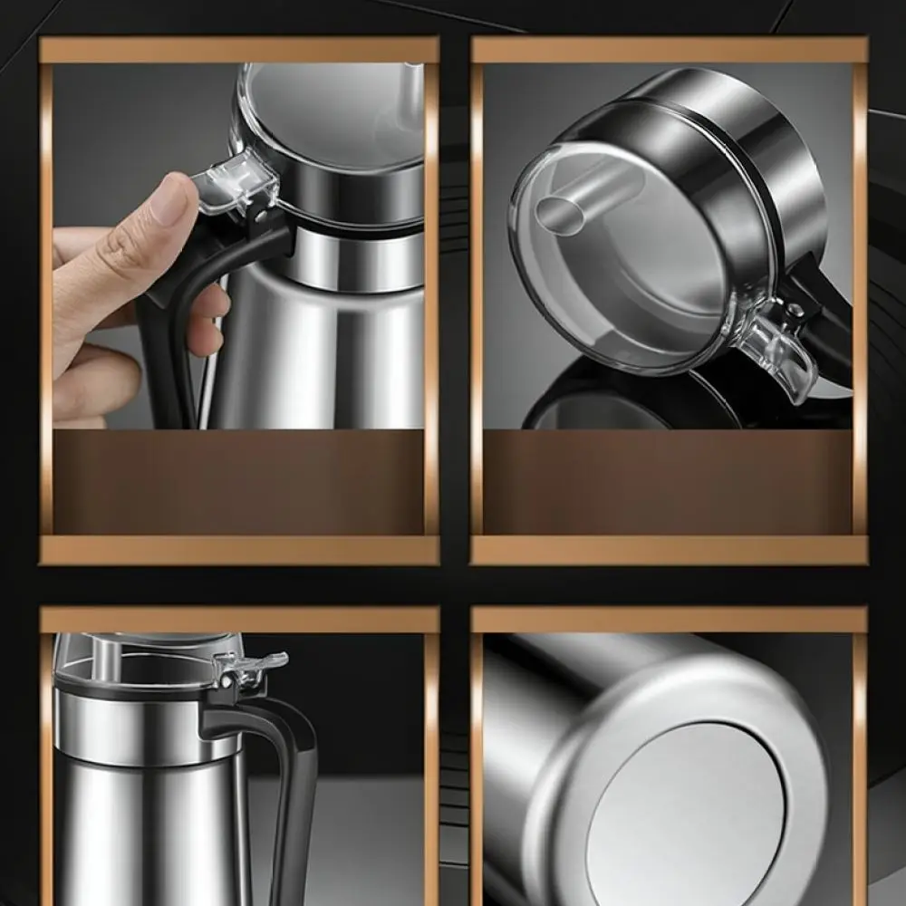 Kitchen Vinegar Sauce Dispenser 304 Stainless Steel Oil Pot Leakproof Cruet Bottle Dustproof Modern Cooking Storage Pot