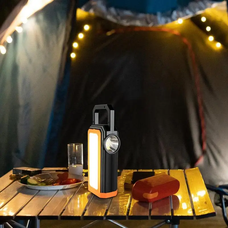 Portable Solar Flashlight Outdoor Waterproof LED Lighting With Side Light 6 Lighting Modes USB Handheld Camping Lantern