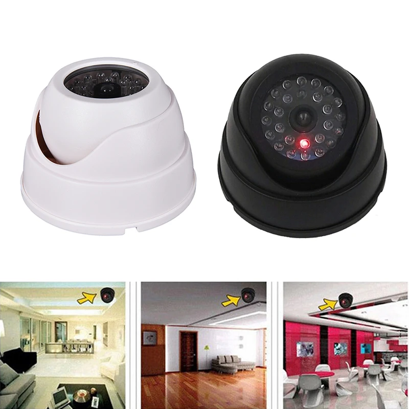 Outdoor CCTV Fake Simulation Dummy Camera Home Surveillance Security Dome Mini Camera Flashing LED Light Fake Camera Black