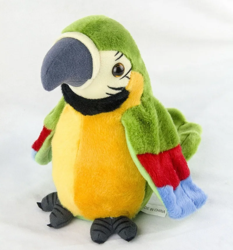 Talking Parrot Plush Toy, Repeat What You Say, Interactive Stuffed Animal for Kids, Educational Electronic Pet with Sound, Chris