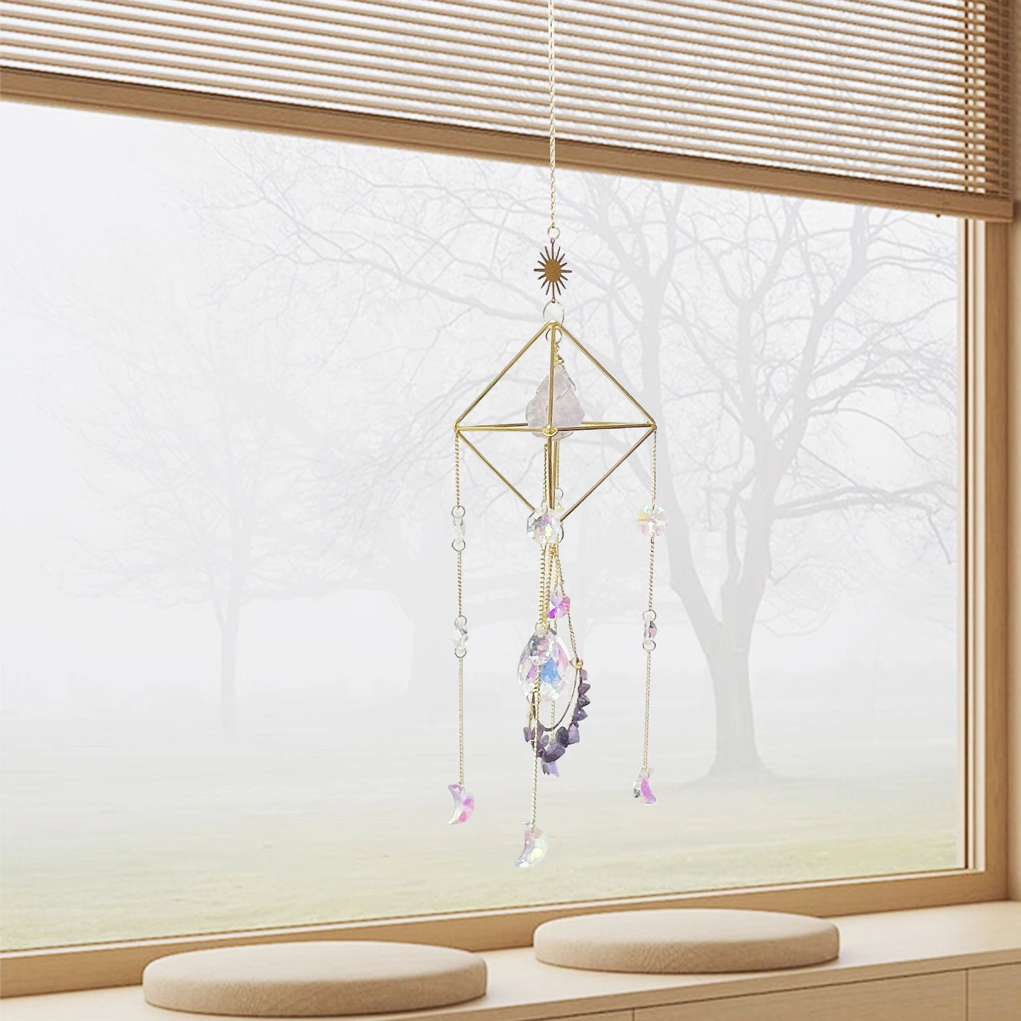 

1 Pcs Rainbow Star Moon Wind Chimes, Sun Catcher Outdoor Window Home Decoration Garden Car Pendant