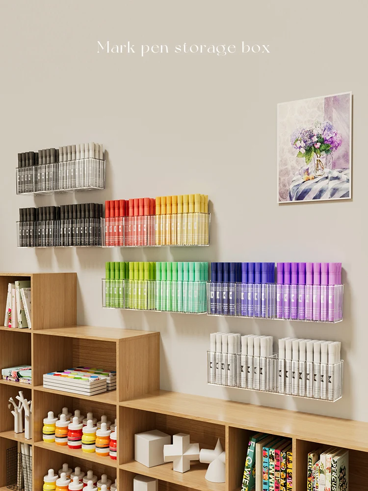 

Настенный держатель для маркеров, большая емкость, карандаш, прозрачный органайзер для хранения, стол, художественная студия для детей, канцелярские принадлежности