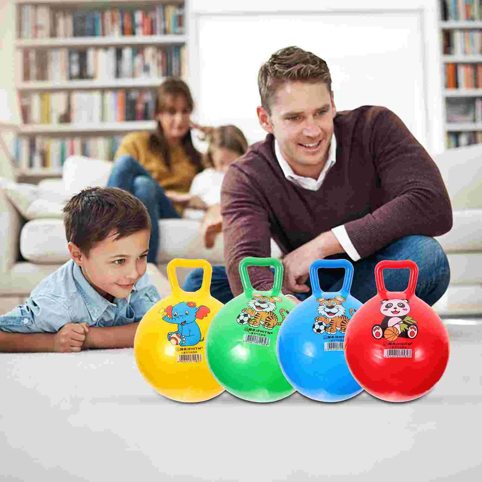 

Toyandona мяч для детей 4 шт. прыгающая игрушка для прыжков цветные животные для фитнеса детские надувные мячи с узором