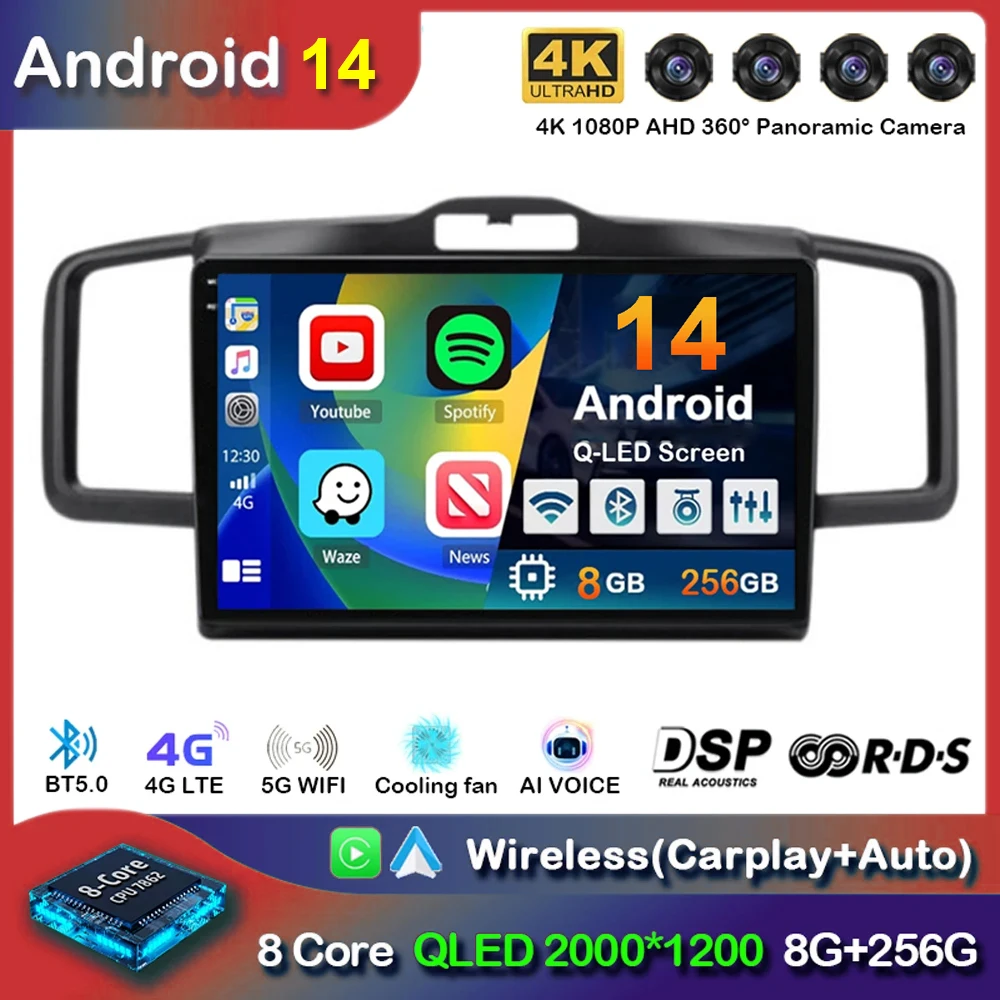 

Android 14 CarPlay Auto Car Radio For Honda Freed 1 Spike 2008-2016 Multimedia Video Player 2din Navigation Stereo Head Unit DSP