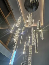 Modern LED Crystal Chandelier K9 Crystal Stair Light Chrome Gold Duplex Spiral Stair Chandelier Dining Room Art Chandelier