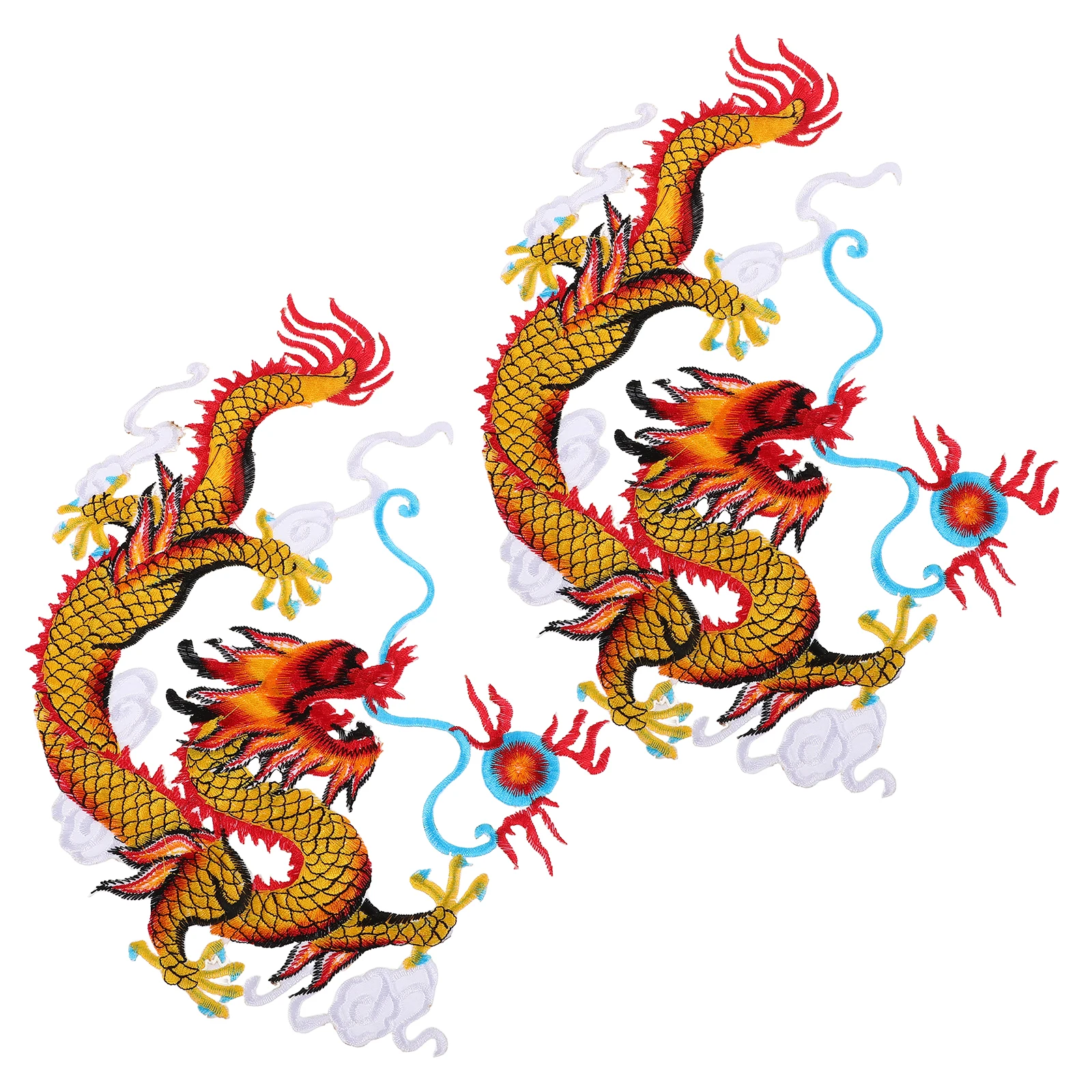 

1Pair Dragon Iron on Patch Traditional Chinese Embroidery Applique for Cheongsam Clothes Sewing Decorative Patches for Clothing