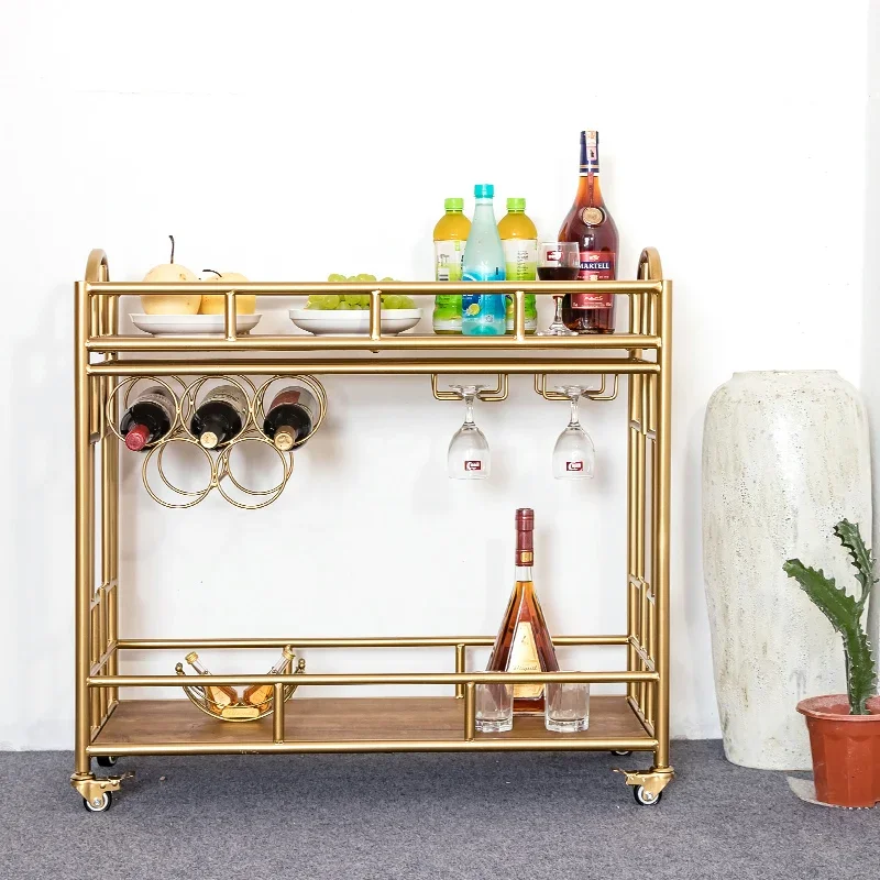 

Creative KTV Hotel Bar Cart Dining Kitchen Islands Coffee Shop Storage Shelf Restaurant Trolley Living Room Wine-bottle Holders