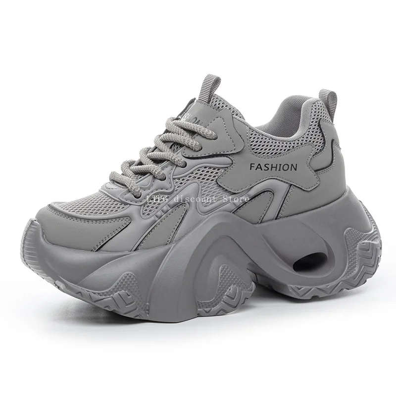 

Женские туфли для папы, повседневная обувь, увеличивающая рост на толстой подошве, дышащая и удобная сетка, спортивная обувь на шнуровке