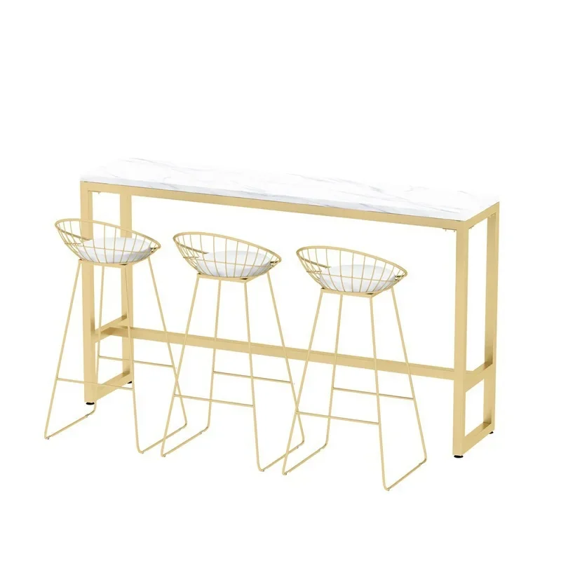 

Nordic wrought iron marble bar, table home against the wall bar