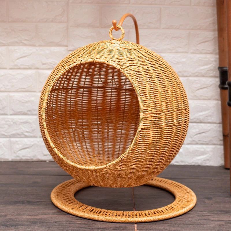 Handmade Imitation Rattan Round Cat Nest Hanging Basket for Pet Cats Anti-scratch and Bite-resistant Cat Nest pet supplies