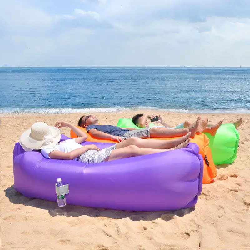 Portable Single Person Inflatable Sofa Bed Air Sleeping Bag Foldable Camping Air Mattress No Pump Needed Outdoor Furniture
