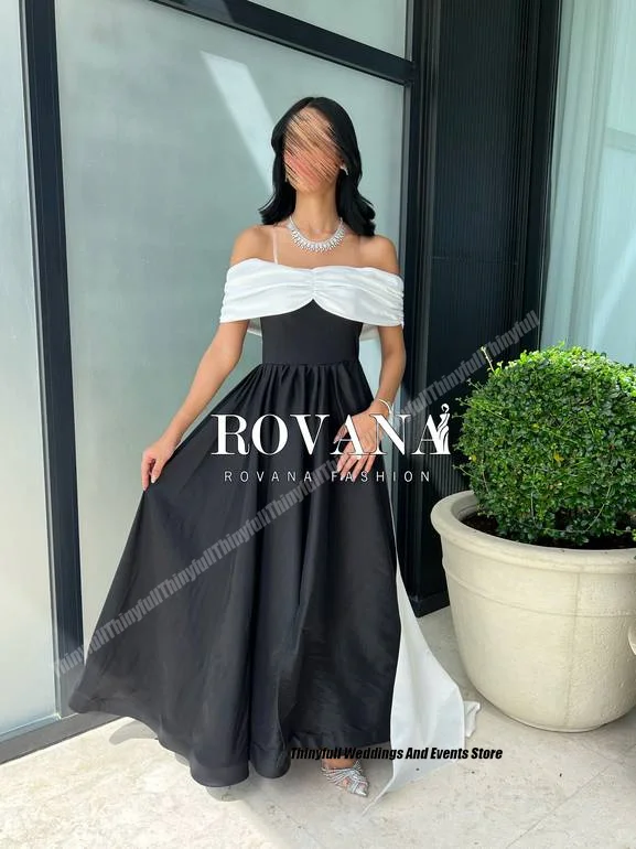 Thinyfull Off Shoulder Arabia Prom Dresses Satin Sleeveless A-line Evening Party Gown Dubai Long Special Occasion Dress