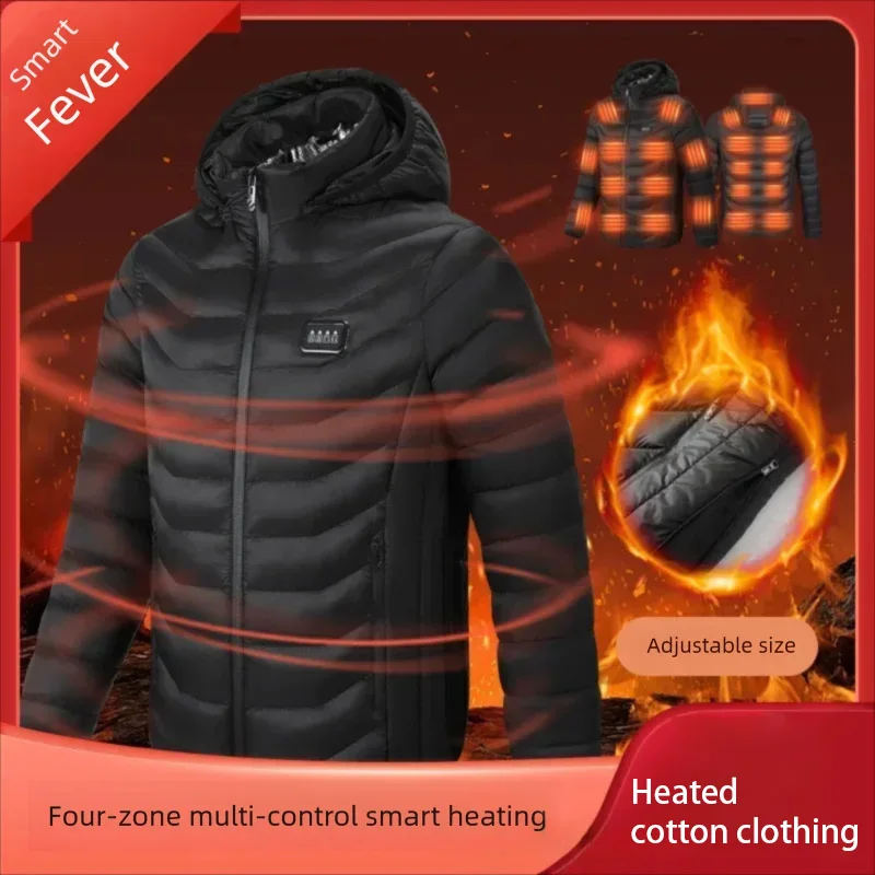 23 Areas Winter Intelligent Heating Cotton Jacket Men's Self Heating Parka Women Warm USB Electric Four Controls Heated Clothes
