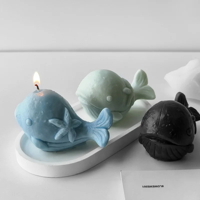 3D Dolphin Crystal Drip Mold DIY Aroma Candle Handmade Soap Dolphin Plaster Ornament Silicone Mould