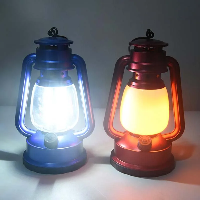 Retro Portable Camping Lantern Dynamic Flame Atmosphere Light Battery Powered LED Table Lamp USB-C Charging Emergency Lighting