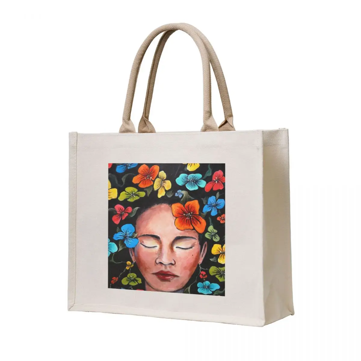 

Eyes Closed, Flowers Bloom Tote Bag tote bags cloth bags Reusable bags the tote bag