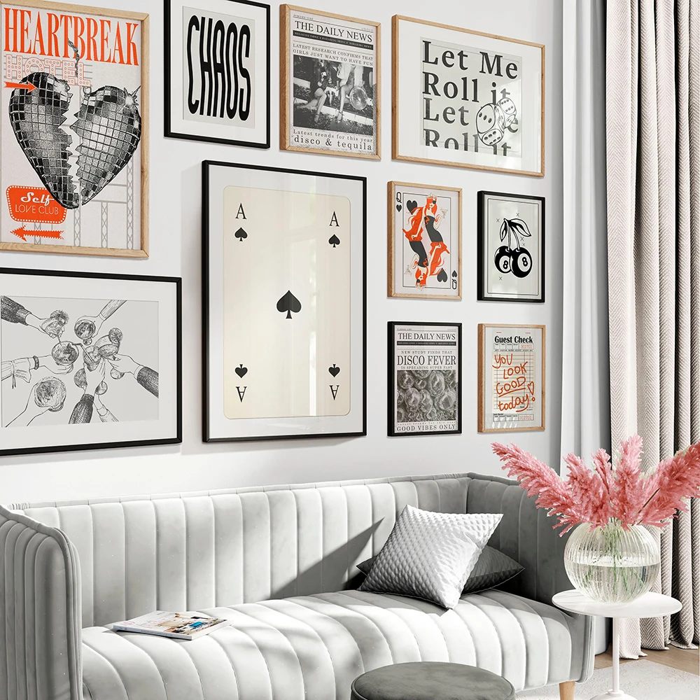 Modern Bar Club Aesthetic Gallery Prints Teenage Girl Room Decor Preppy Wall Art Pictures Eclectic Dorm Home Poster Painting