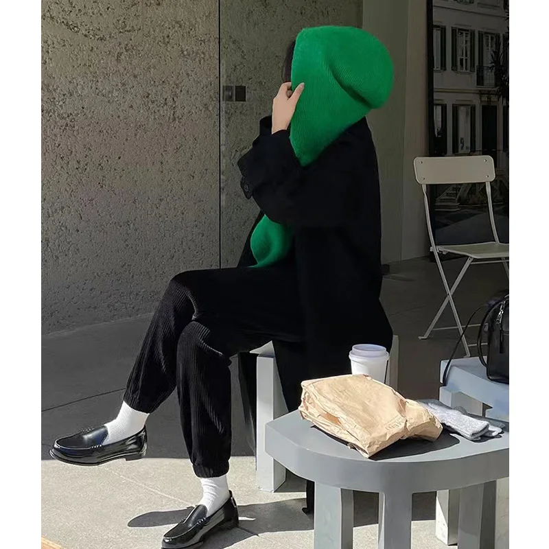 ENjoyce Fall Winter Knit Scarf and Hat One Piece Korean version Knitted Shawl Scarves Neck Warmer Hooded Shawl Warm Scarf