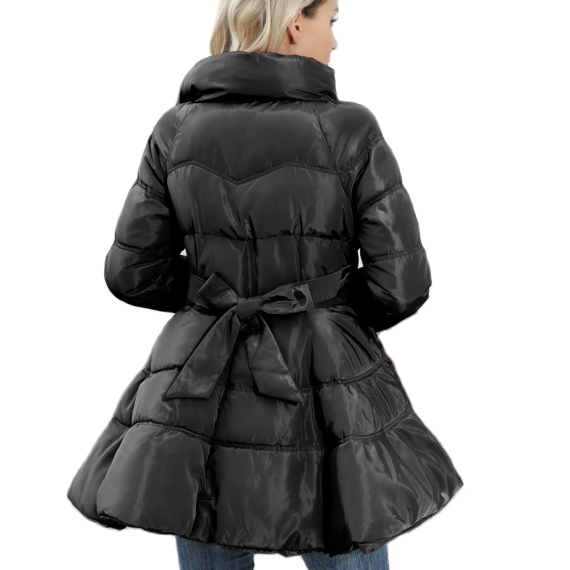 Women's Fitted Turtleneck Mid-Length Thickened Waist-Cinching Cotton-Padded Jacket New Design Coat 2025