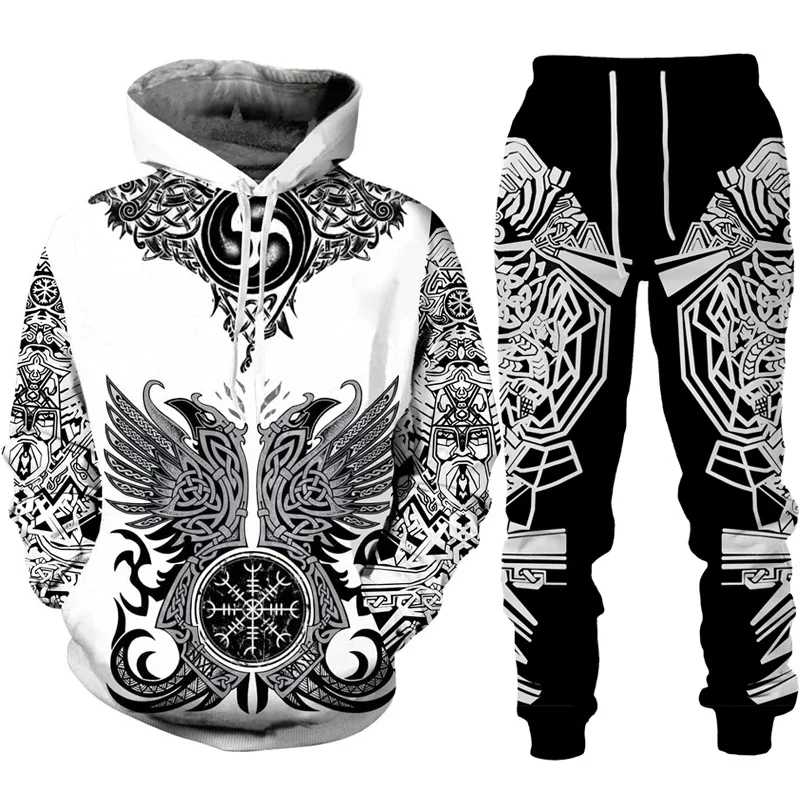 3D Print Men Cool Hoodie Set Tracksuit/Pants Autumn Winter Long Sleeve Pullover Suit Punk Casual Sportwear Oversize High-quality