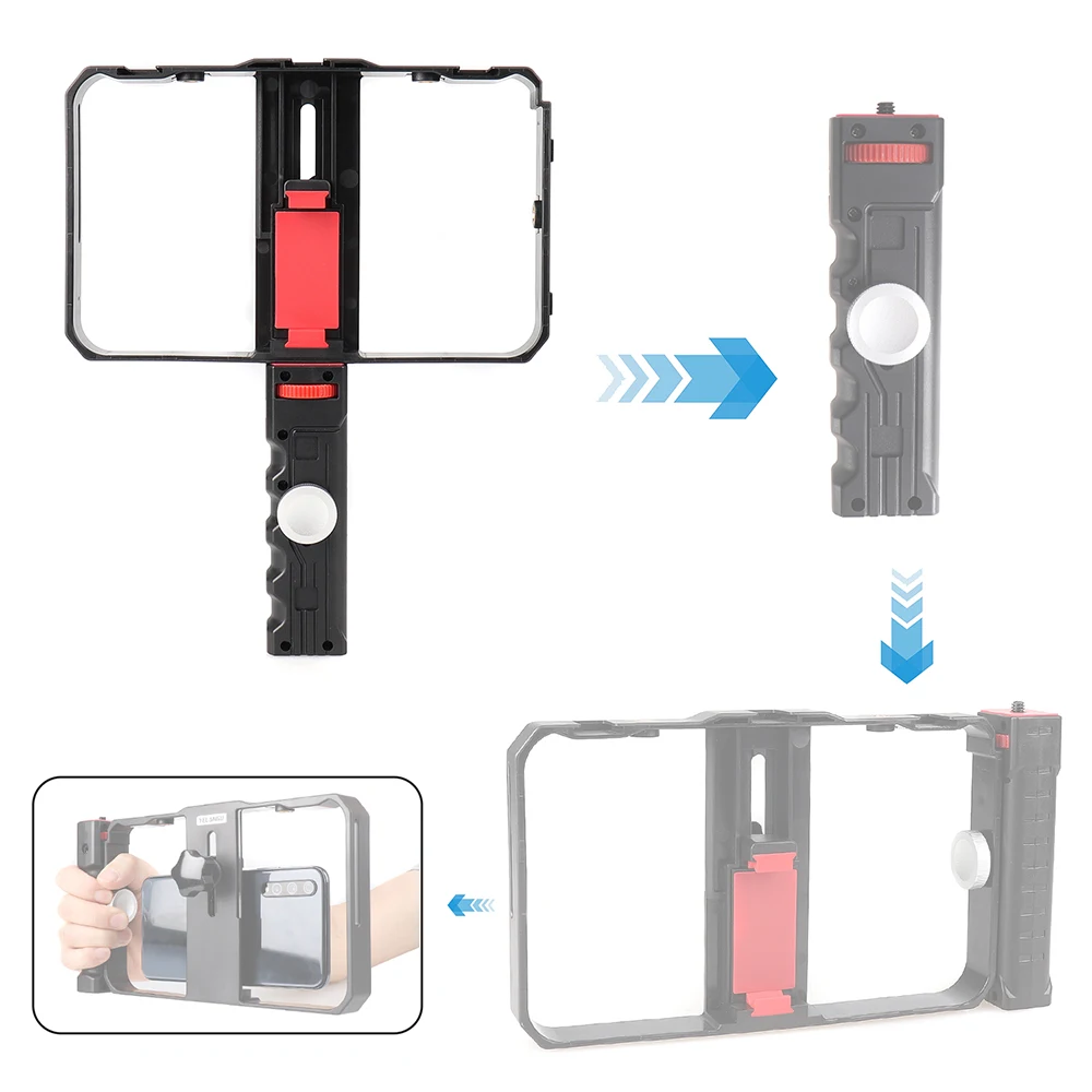 FOTGA Universal Smartphone Gaiola Video Rig Alças Estabilizador Vlogging Transmissão ao vivo Kit de suporte de gaiola para celular Videomaker