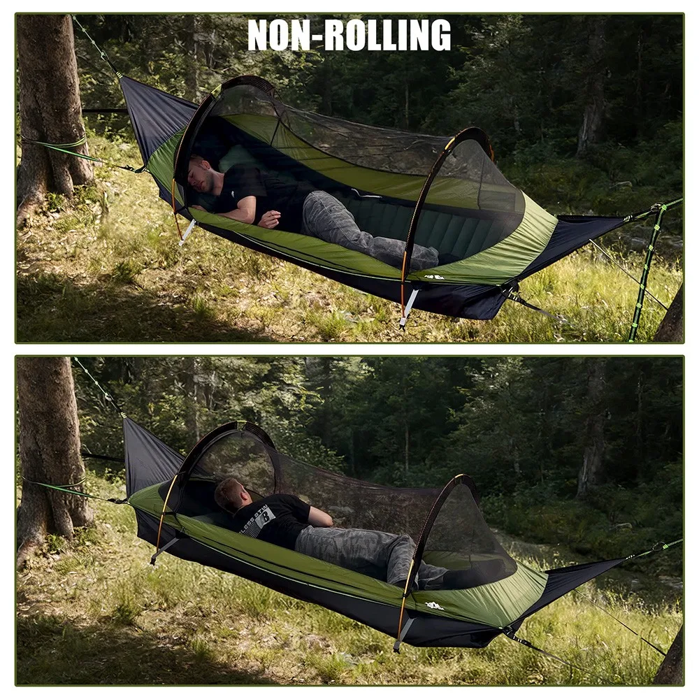 Night Cat Flat Lay Hammock Tent with Mosquito Net Sleeping Air Pad and Waterproof Rainfly for 1 Person Backpacking Hiking Camping Lightweight 330LBS 87x28x19in image 4