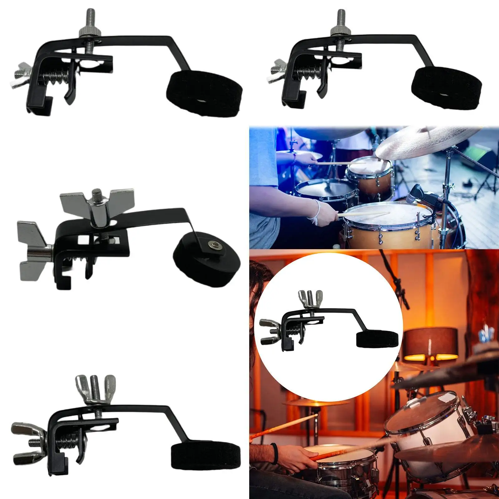 

Drum Damper Mute Percussion Instrument Accessories Musical Parts Drum Muffler External Clamp on Mute for Stage Practice Concert