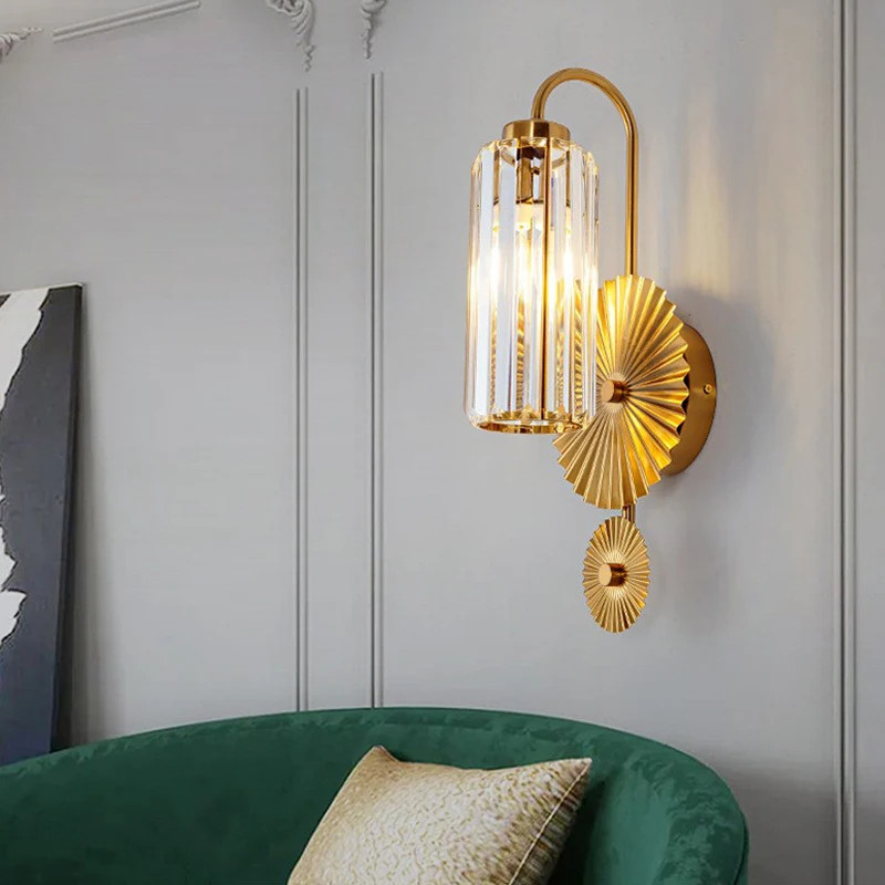 الفرنسية الكلاسيكية الكريستال الجدار مصباح البلاد الأمريكي الحديد الفن ضوء غرفة نوم فاخرة غرفة المعيشة الممر السرير الكريستال الجدار مصباح