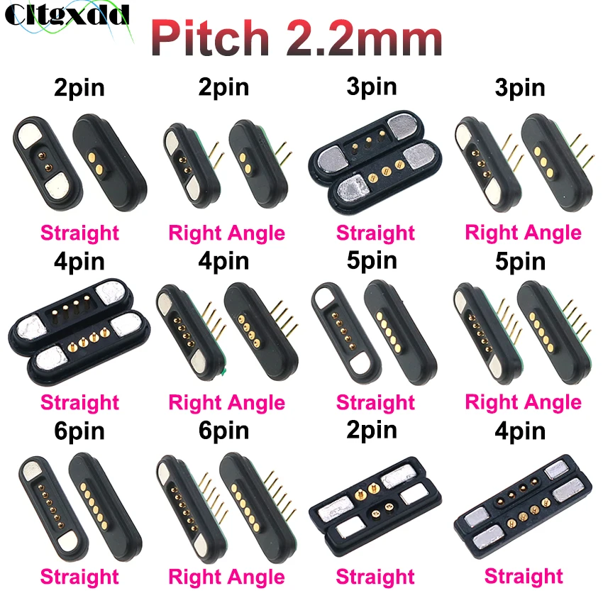 Cltgxdd 1 Pair Magnetic Pogo Pin Connector 2 3 4 5 6 Positions Pitch 2.2 MM Spring Loaded Pogopin Male Female Contact Strip