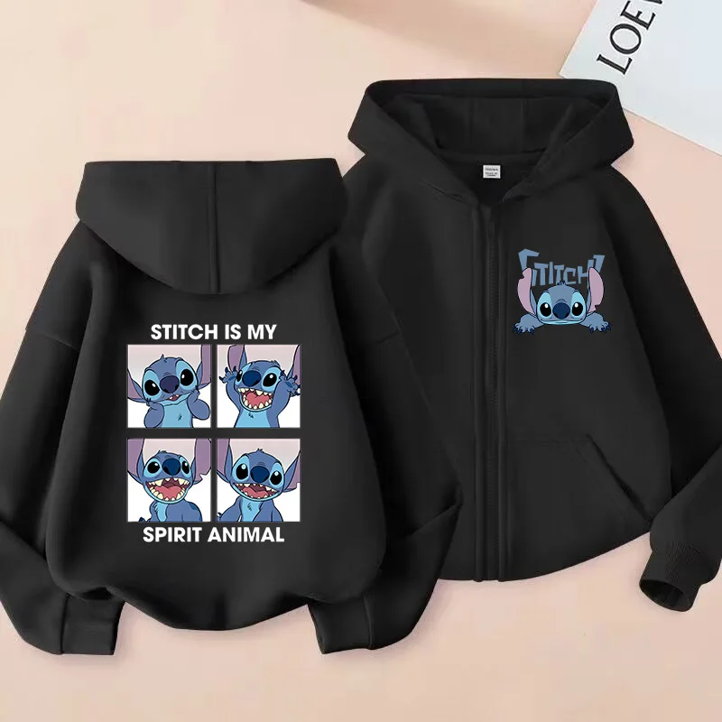 y2k Kids Zip Up Sweatshirts Stitch Hoodie Children Clothes Girl Boy Lilo and Stitch Sweatshirt Zipper Hoody Baby Casual Top