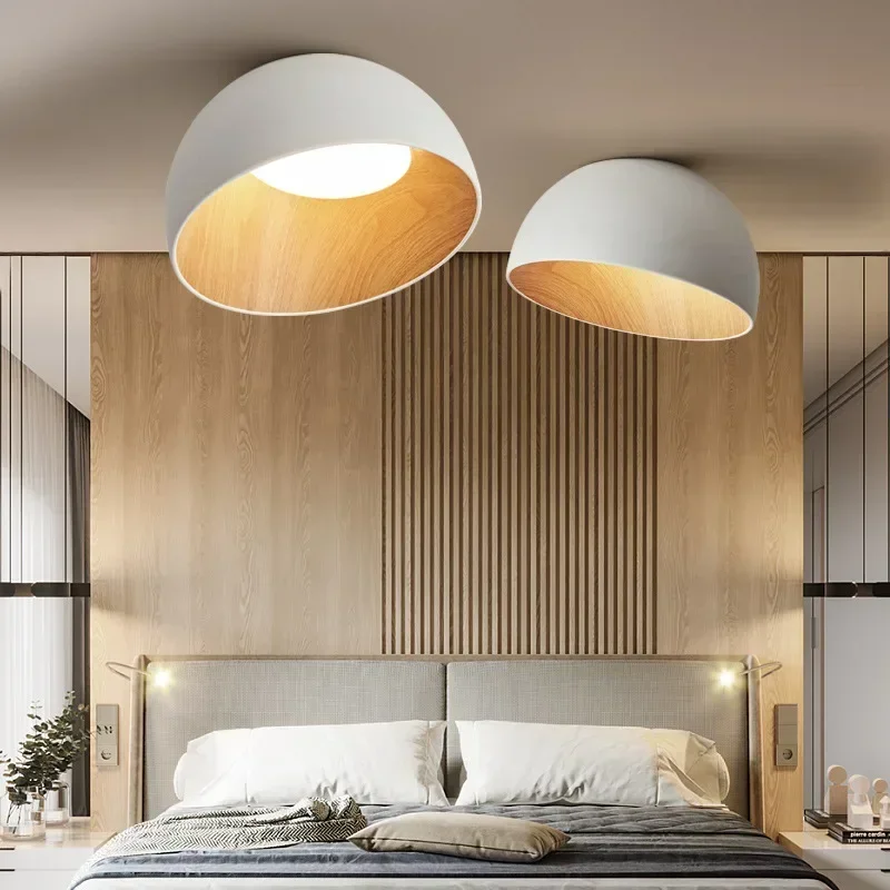 Nordic Bedroom Ceiling Light Creative Casual Personalized Slanted Wood Grain Japanese Style Master Bedroom Lighting Fixture