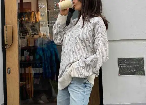 Round Neck Sailboat Sweater 2025 Winter New Style Temperament Commuting Versatile Loose Knit Pullover Sweater