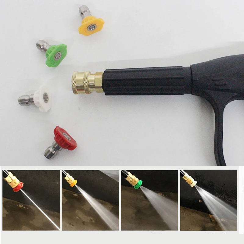 Pressure Car Wash Machine Nozzle Head 1/4 Quick Connect Water Gun Head Fan-shaped Rotating Nozzle Extension Rod Water Kettle