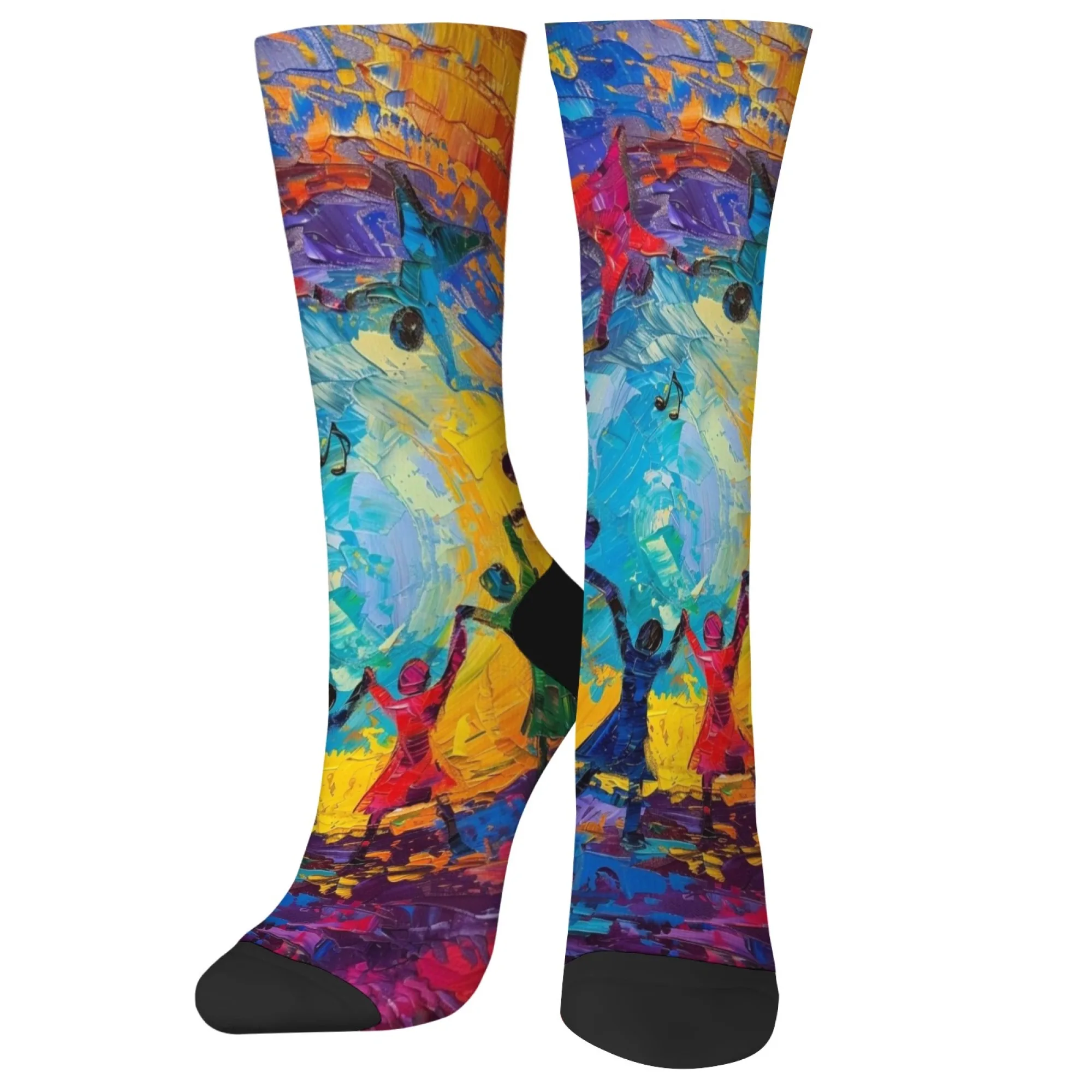 

Веселая танцевальная сцена, повседневные носки, удобные дышащие нескользящие мужские носки, уличные носки в стиле Харадзюку в стиле хип-хоп, подарок на праздник и вечеринку