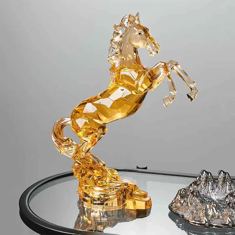 Nordic Room Decor Animal Horse Sculpture Ornaments Acrylic Crystal Horse Statue Office Wine Cabinet Tabletop Decoration Gifts