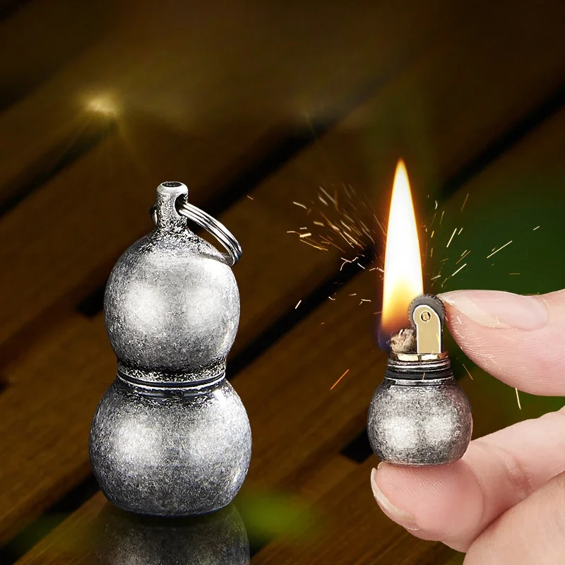 

2026 New Cigar Igniter Gourd Grinding Wheel Coal Oil Lighter for Smokes Metal Windproof Cigarette Lighters & Smoking Accessories